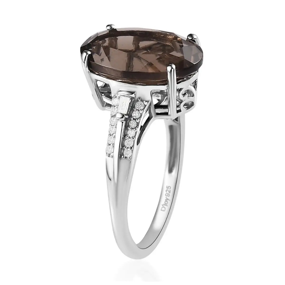 NWOT Colombianite and Diamond Ring in Platinum Over Sterling Silver 5.30 ctw - Picture 5 of 14